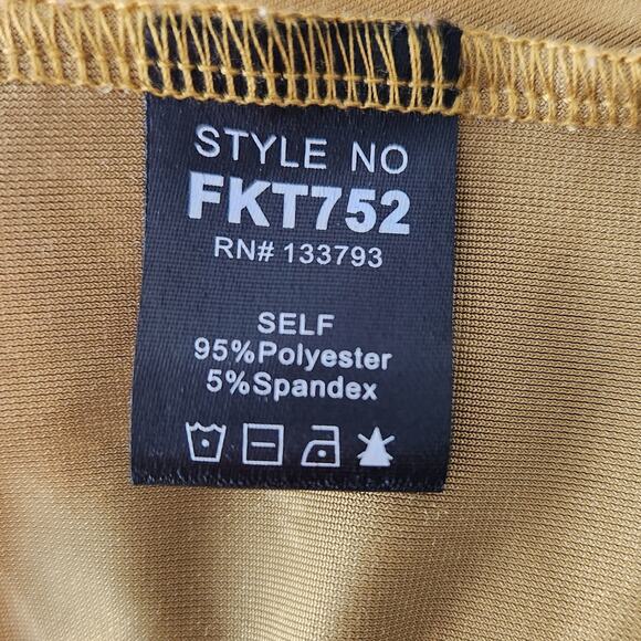 POL Crushed Velvet Gold Star Button Front Puff Long Sleeves Ruched Front Large - Picture 9 of 9